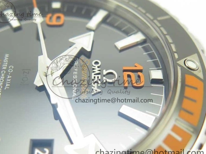 0501 Planet Ocean 43.5mm SS VSF 1:1 Best Edition Black Orange Bezel Black Dial on SS Bracelet A8900 Super Clone Breathable 8003